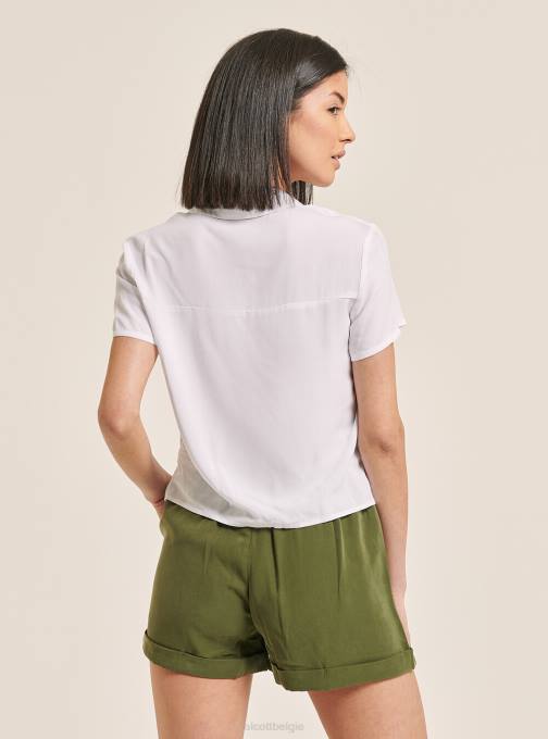 vrouwen Alcott wh3 wit cropped overhemd met borstzak kleding PT24520