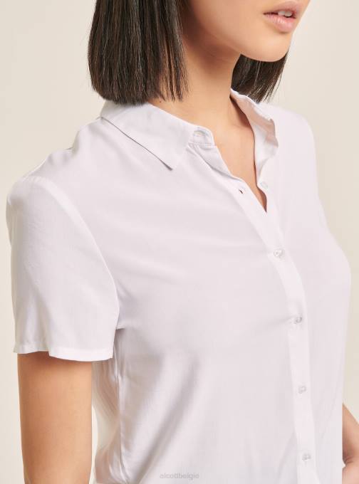 vrouwen Alcott wh3 wit cropped overhemd met borstzak kleding PT24520