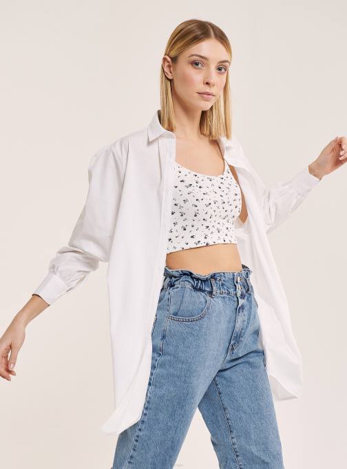 vrouwen Alcott wit lang shirt van popelinestof kleding PT24178