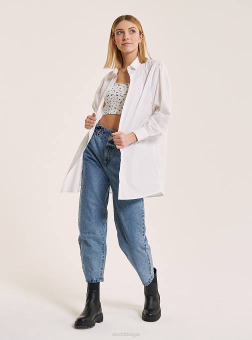 vrouwen Alcott wit lang shirt van popelinestof kleding PT24178