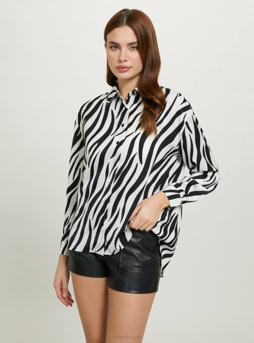 vrouwen Alcott zebra satijnen overhemd met dierenprint kleding PT2465