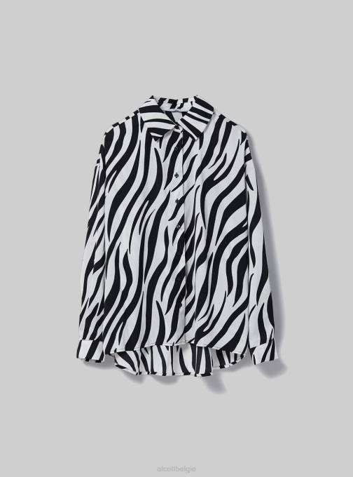 vrouwen Alcott zebra satijnen overhemd met dierenprint kleding PT2465