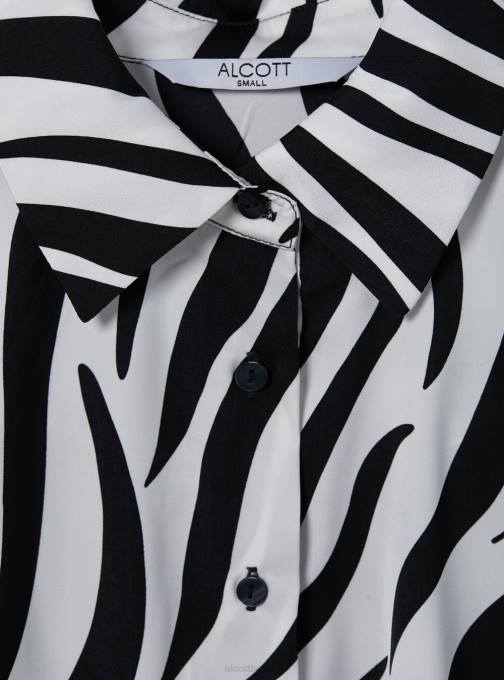 vrouwen Alcott zebra satijnen overhemd met dierenprint kleding PT2465