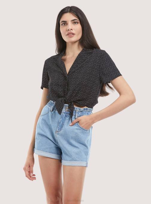 vrouwen Alcott zwart camicia crop con nodo kleding PT24322