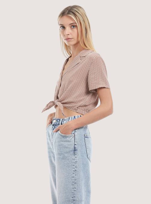 vrouwen Alcott zwart camicia crop con nodo kleding PT24324