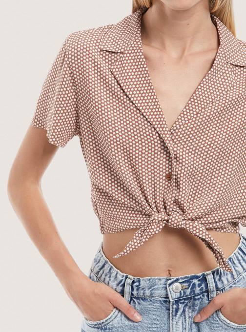 vrouwen Alcott zwart camicia crop con nodo kleding PT24324