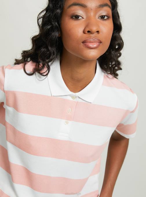 vrouwen Alcott c4400 roze crop-fit ​​poloshirt met strepen kleding PT247