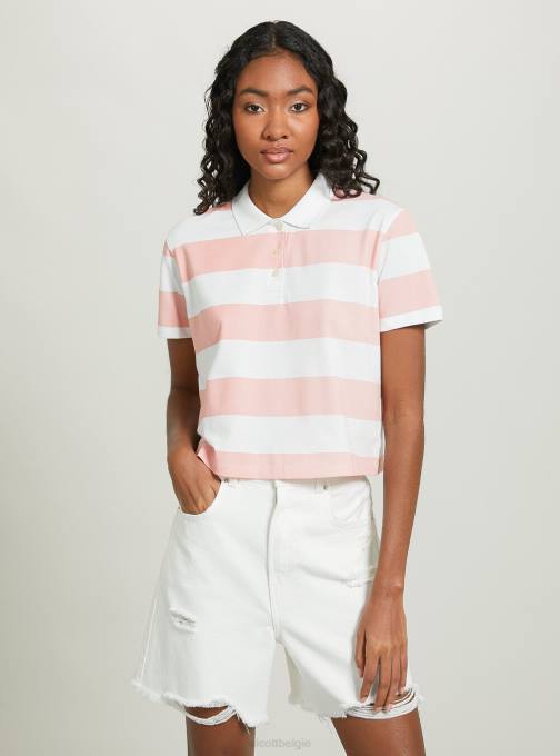 vrouwen Alcott c4400 roze crop-fit ​​poloshirt met strepen kleding PT247