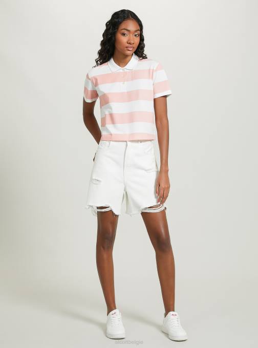 vrouwen Alcott c4400 roze crop-fit ​​poloshirt met strepen kleding PT247