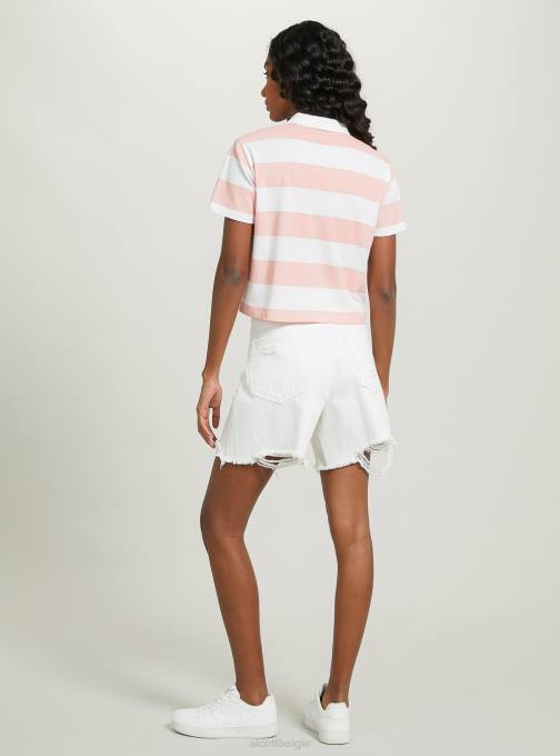 vrouwen Alcott c4400 roze crop-fit ​​poloshirt met strepen kleding PT247