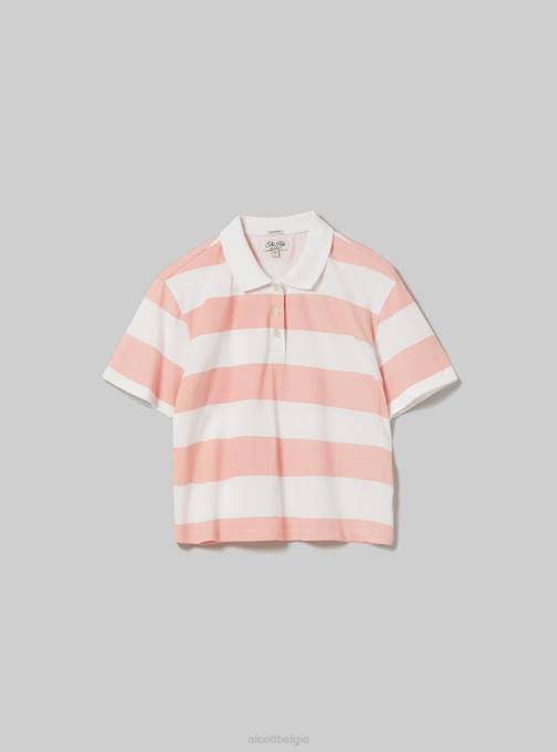 vrouwen Alcott c4400 roze crop-fit ​​poloshirt met strepen kleding PT247