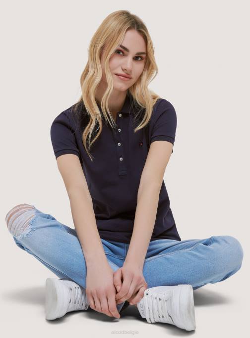 vrouwen Alcott wit katoenen piqué poloshirt met borduursel kleding PT24344