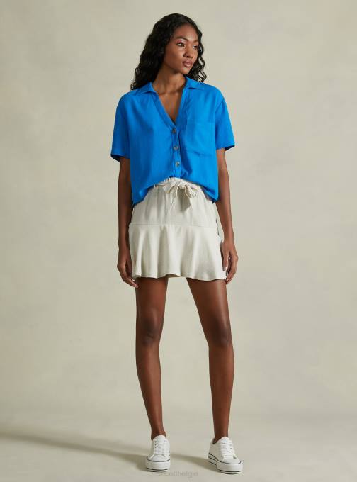 vrouwen Alcott bg3 beige licht skort van linnenmix met riempje kleding PT24276