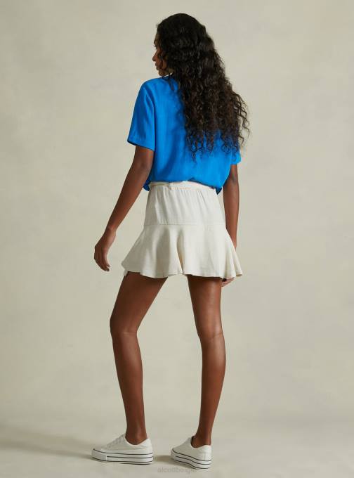 vrouwen Alcott bg3 beige licht skort van linnenmix met riempje kleding PT24276