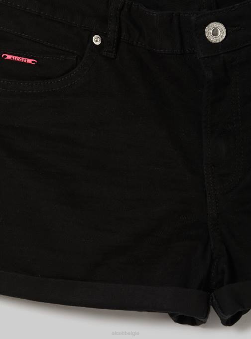 vrouwen Alcott bk1 zwart Shorts van stretchkeperstof met omslagen kleding PT24404
