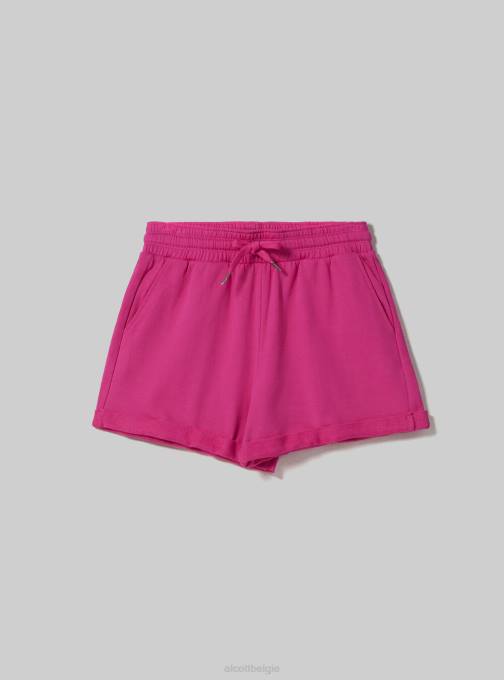 vrouwen Alcott bk1 zwart katoenen short met omslag en trekkoord kleding PT24230