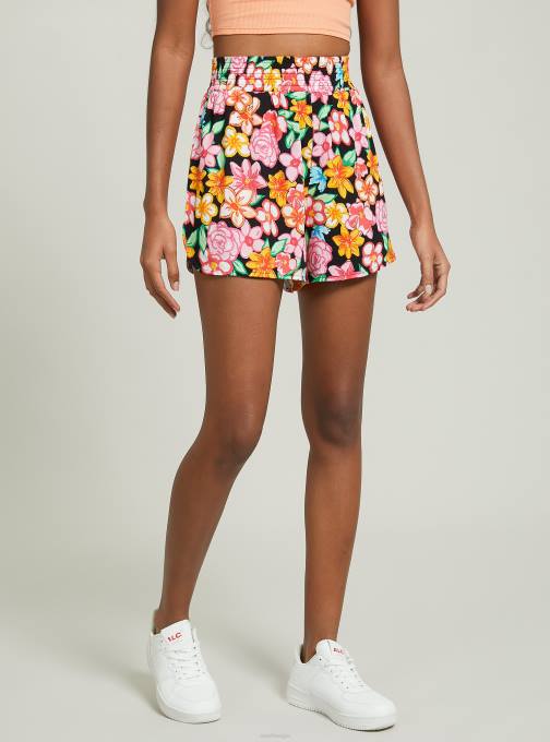 vrouwen Alcott bk1 zwart korte broek met bloemenprint kleding PT246