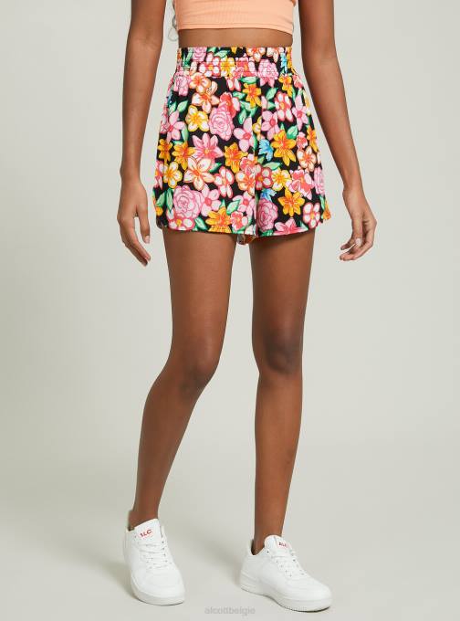 vrouwen Alcott bk1 zwart korte broek met bloemenprint kleding PT246