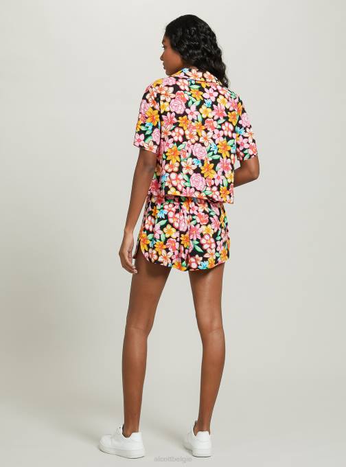 vrouwen Alcott bk1 zwart korte broek met bloemenprint kleding PT246