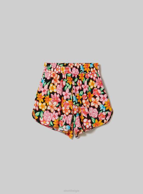 vrouwen Alcott bk1 zwart korte broek met bloemenprint kleding PT246