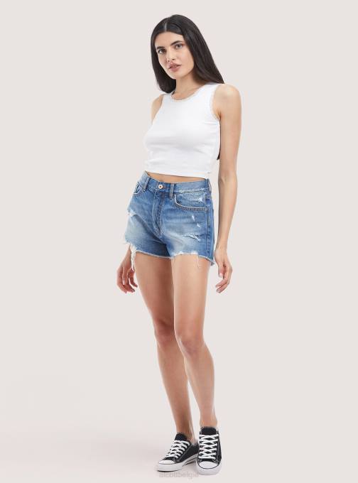 vrouwen Alcott d003 middenblauw denimshort met scheuren kleding PT24116
