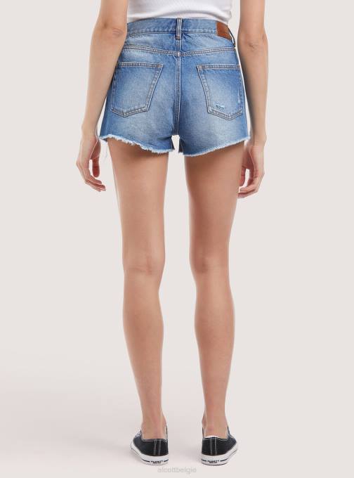 vrouwen Alcott d003 middenblauw denimshort met scheuren kleding PT24116