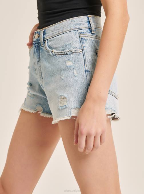 vrouwen Alcott d003 middenblauw denimshort met scheuren kleding PT24128