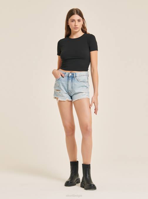 vrouwen Alcott d003 middenblauw denimshort met scheuren kleding PT24128