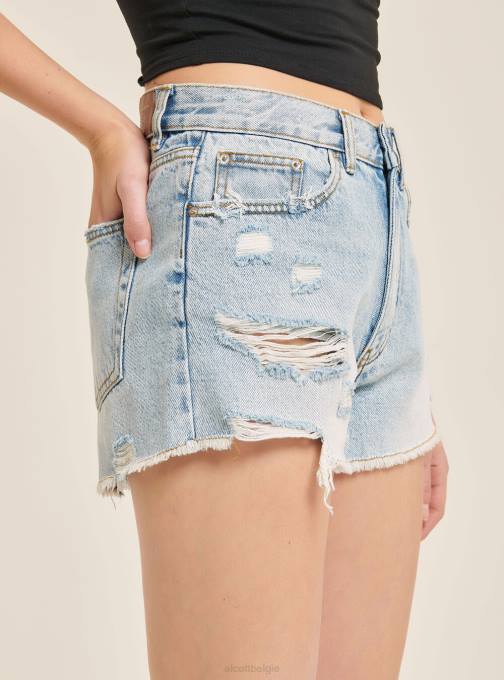 vrouwen Alcott d003 middenblauw denimshort met scheuren kleding PT24128