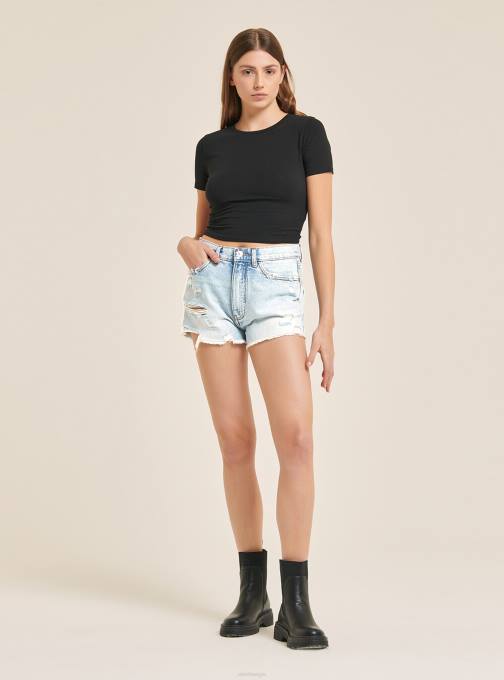 vrouwen Alcott d003 middenblauw denimshort met scheuren kleding PT24371