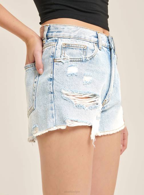vrouwen Alcott d003 middenblauw denimshort met scheuren kleding PT24371