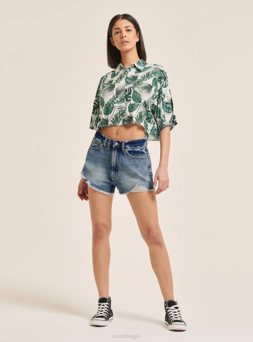 vrouwen Alcott d003 middenblauw denimshort met scheuren kleding PT24459