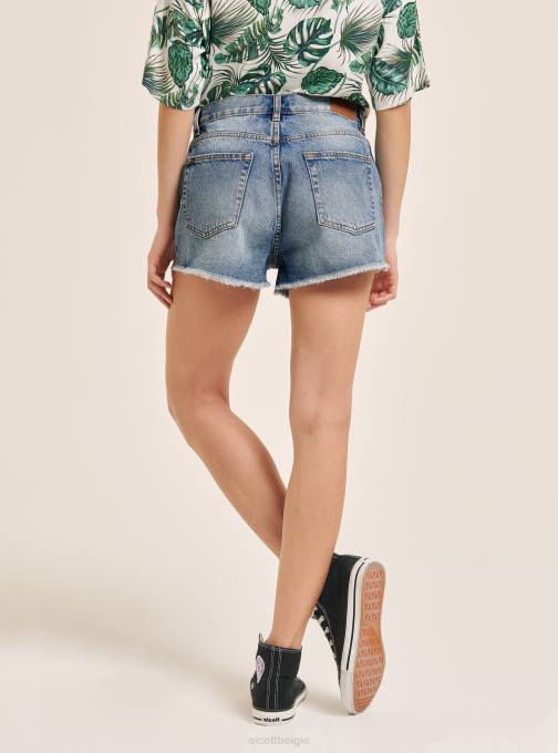 vrouwen Alcott d003 middenblauw denimshort met scheuren kleding PT24459