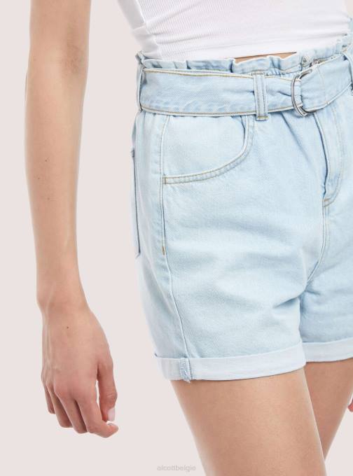 vrouwen Alcott d007 licht azuurblauw denimshort met riempje kleding PT24220