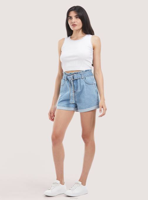 vrouwen Alcott d007 licht azuurblauw denimshort met riempje kleding PT24332