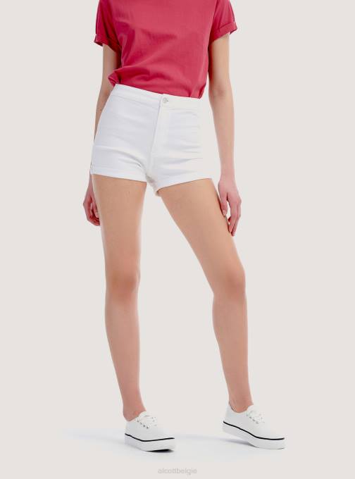 vrouwen Alcott d099 wit stretch denim shorts met omslagen kleding PT24250
