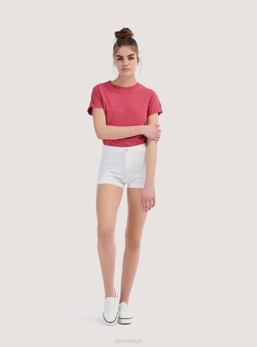 vrouwen Alcott d099 wit stretch denim shorts met omslagen kleding PT24250