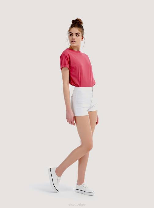 vrouwen Alcott d099 wit stretch denim shorts met omslagen kleding PT24250
