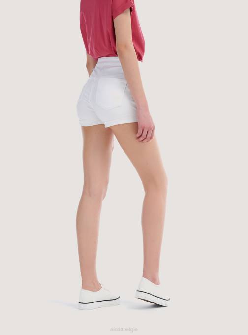 vrouwen Alcott d099 wit stretch denim shorts met omslagen kleding PT24250