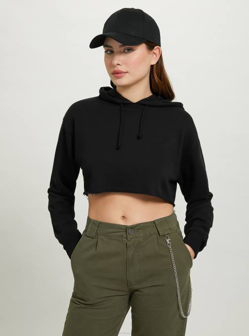 vrouwen Alcott bk1 zwart cropped sweatshirt met capuchon kleding PT2461
