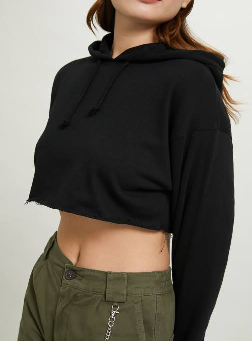 vrouwen Alcott bk1 zwart cropped sweatshirt met capuchon kleding PT2461