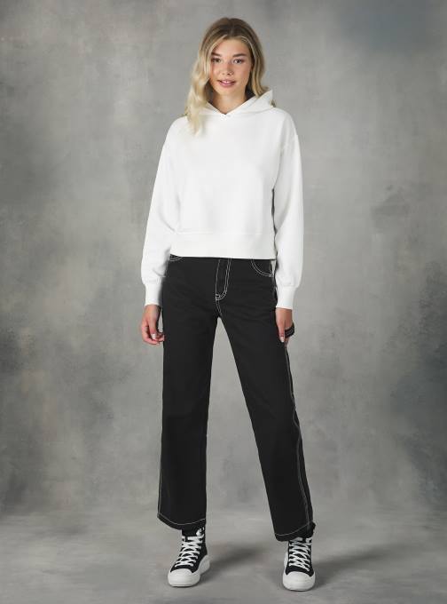 vrouwen Alcott bk1 zwart cropped sweatshirt met comfortabele capuchon kleding PT24376