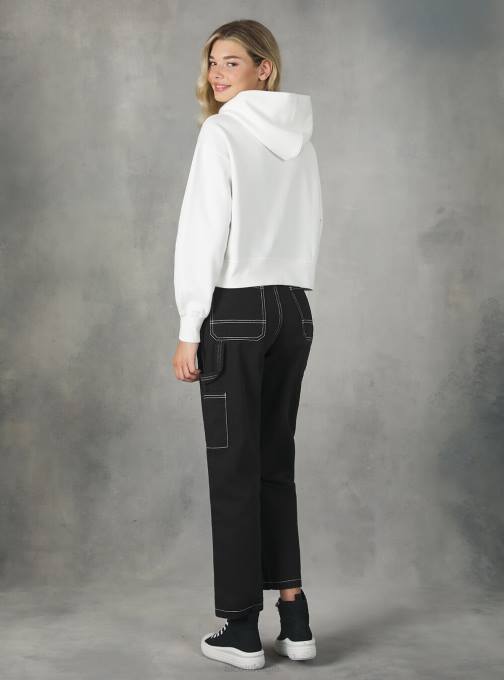 vrouwen Alcott bk1 zwart cropped sweatshirt met comfortabele capuchon kleding PT24376