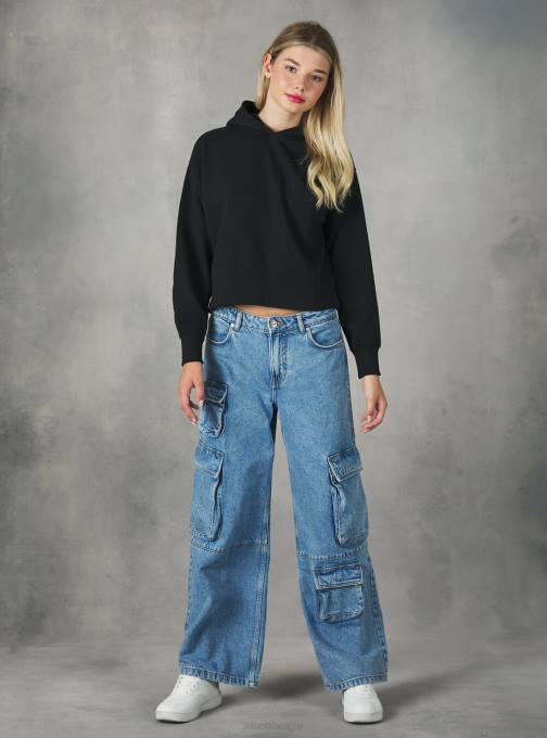 vrouwen Alcott bk1 zwart cropped sweatshirt met comfortabele capuchon kleding PT24436