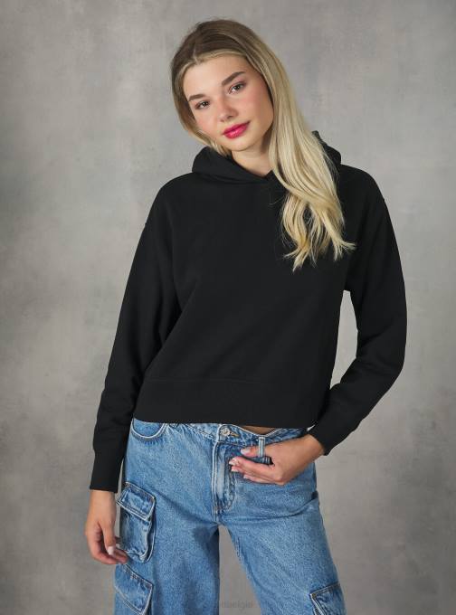 vrouwen Alcott bk1 zwart cropped sweatshirt met comfortabele capuchon kleding PT24436