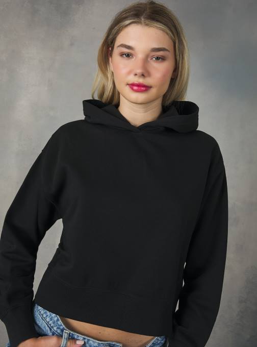 vrouwen Alcott bk1 zwart cropped sweatshirt met comfortabele capuchon kleding PT24436