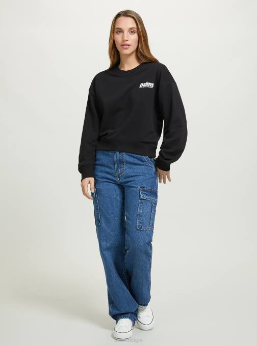 vrouwen Alcott bk1 zwart cropped sweatshirt met letterprint kleding PT24357