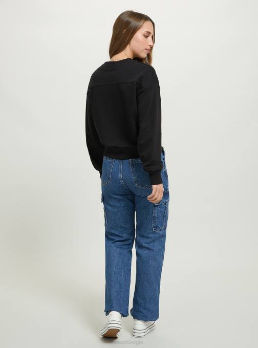 vrouwen Alcott bk1 zwart cropped sweatshirt met letterprint kleding PT24357