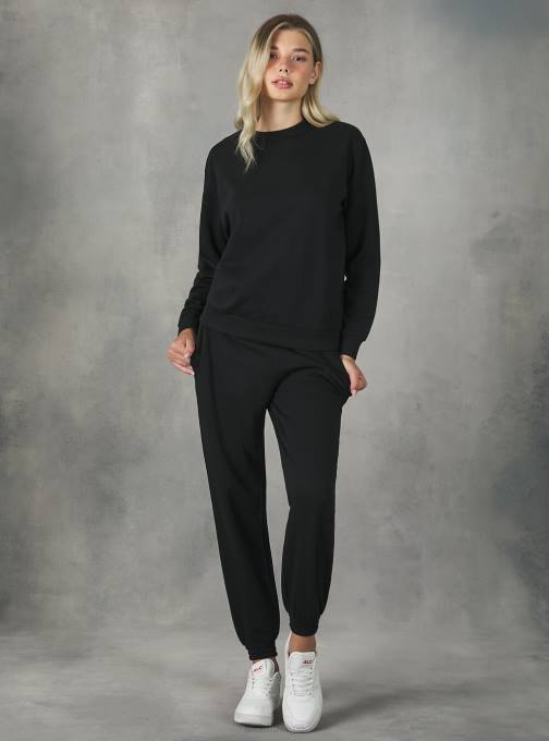 vrouwen Alcott bk1 zwart katoenen sweatshirt met ronde hals kleding PT24159