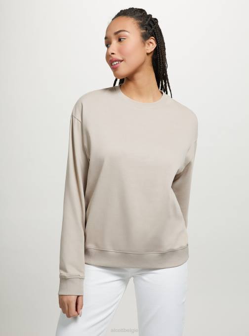 vrouwen Alcott wh2 wit Effen katoenen sweatshirt met ronde hals kleding PT24101